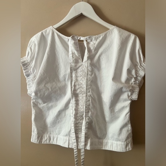 Cuyana White Strappy back tie Top poplin boho chic xs preppy boxy - Picture 11 of 14